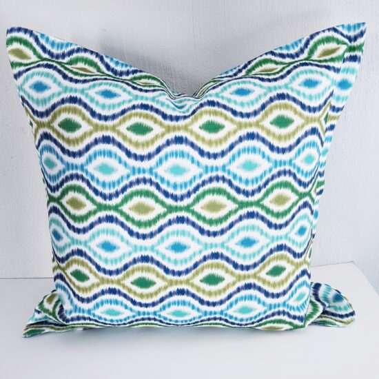 Waves - Green and Blue Cushion Cover