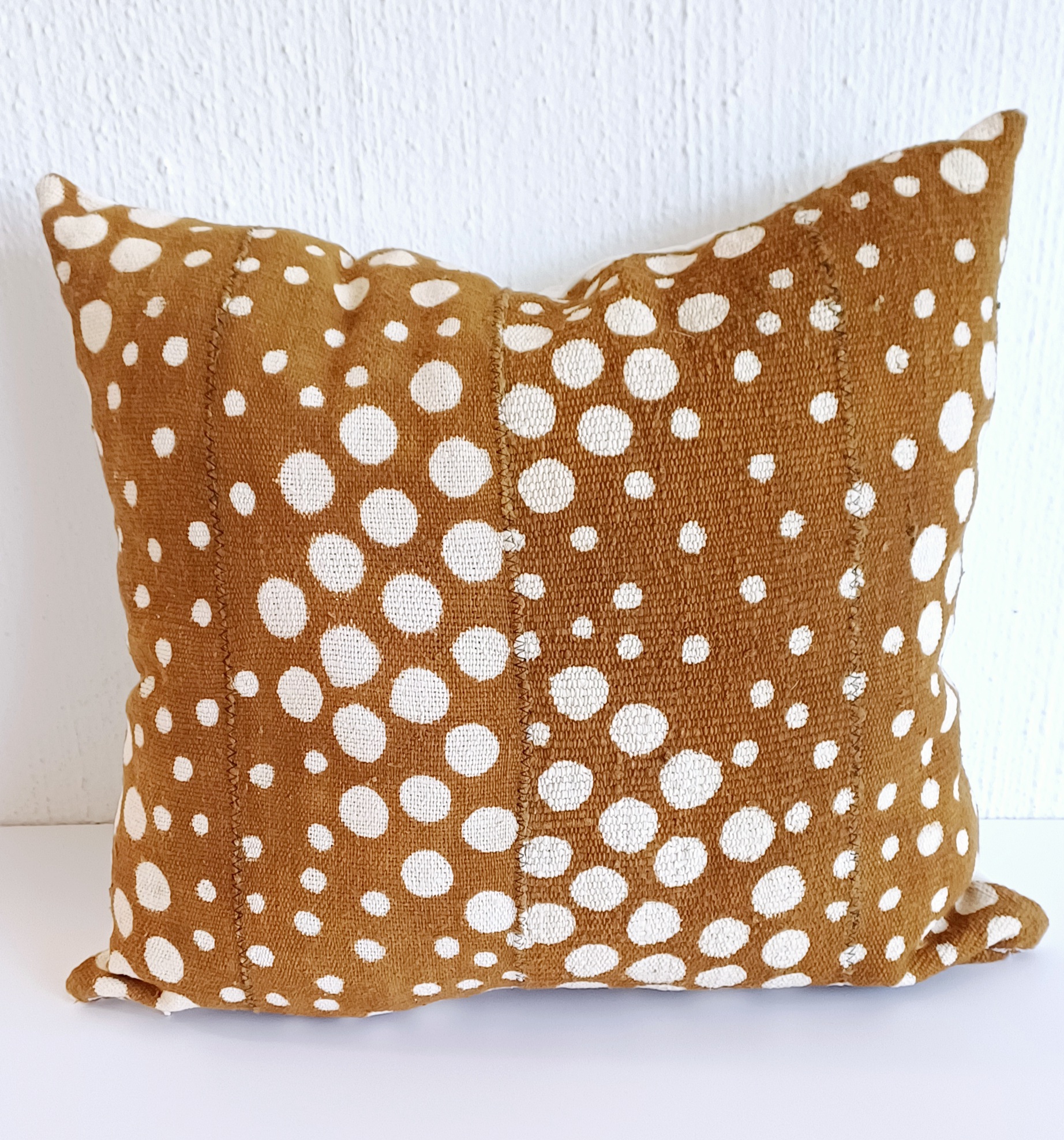 Mustard White Dot Mudcloth Cushion Cover -50x50cm